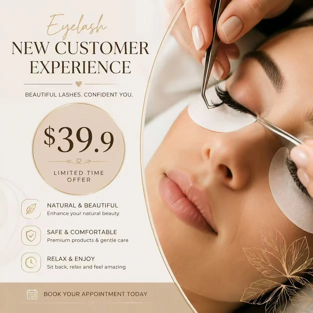 New customer eyelash experience, $39.90 limited-time offer